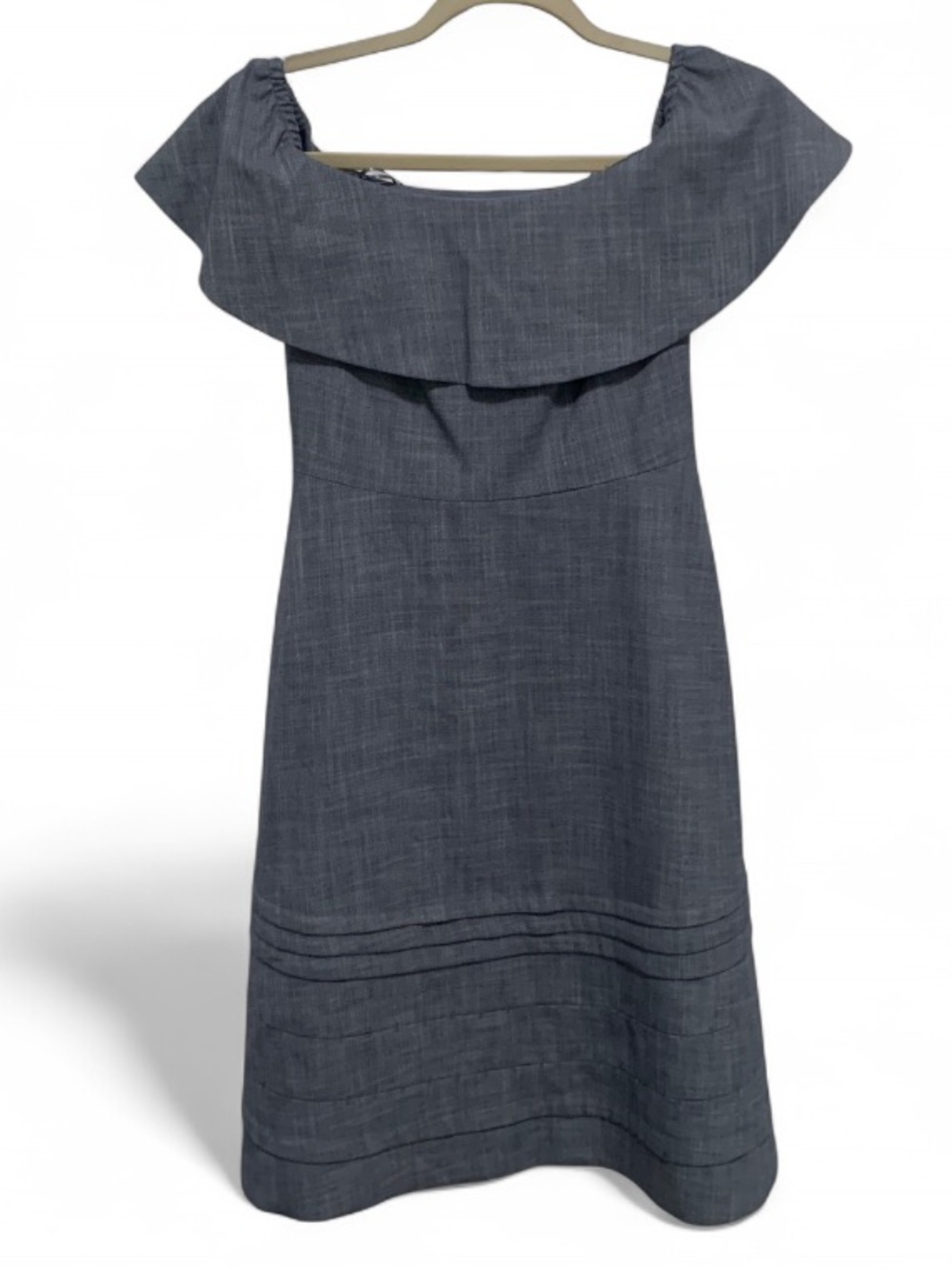 Banana Republic Off-Shoulder Chambray A-Line Dress in Blue